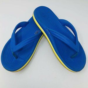 Crocs Blue White Yellow Flip Flops Unisex Mens 7 W